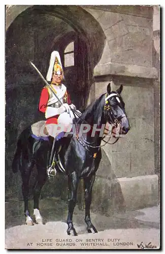 Ansichtskarte AK Life Guard On Sentry Duty At Horse Guards London Militaria Cheval Horse