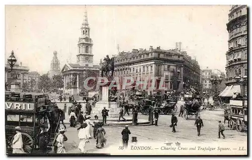 Cartes postales London Charing Cross and Trafglar Sqaure