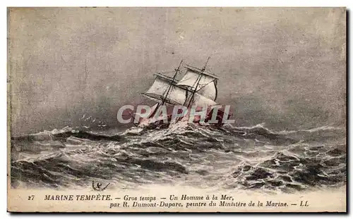 Ansichtskarte AK Bateau Marine Tempete Gros temps Un Homme a la Mer