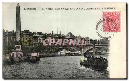 Ansichtskarte AK London Thames Enbankment and Cleopatra s Needle Cleopatre Bateau