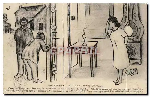 Cartes postales Au Village Les Jeunes Curieux Humour Illustrateur Lestin