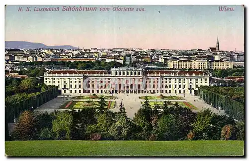 Cartes postales k k Lustschlob Schonbrunn vom Gloriette aus Wien
