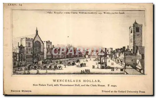 Cartes postales Wenceslaus Hollar New Palace Yard with Westminster Hall and the Clock House