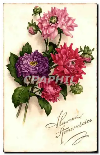 Cartes postales Fantaisie Fleurs Heureux Anniversaire