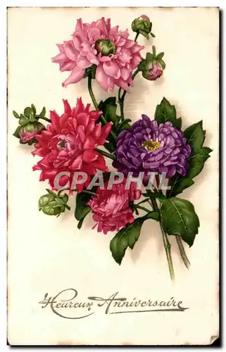 Cartes postales Fantaisie Fleurs Heureux Anniversaire