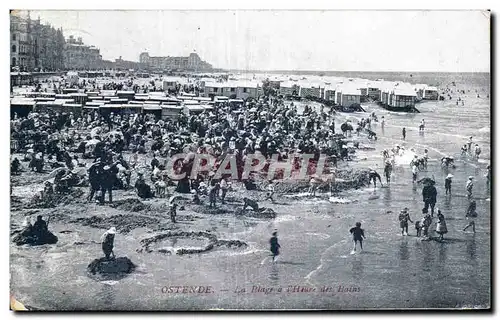 Cartes postales Ostende La Plage a l heure des baisn