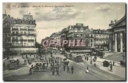 Cartes postales Bruxelles Place de la Bourse et Boulevard Finspach