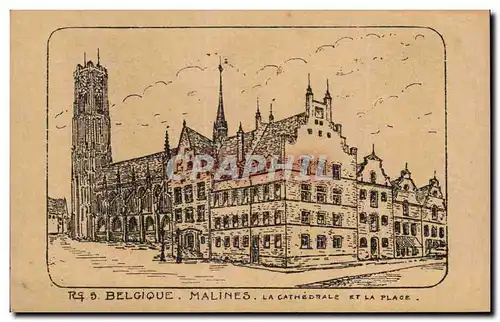 Ansichtskarte AK Belgique Malines La Cathedrale Et la Place