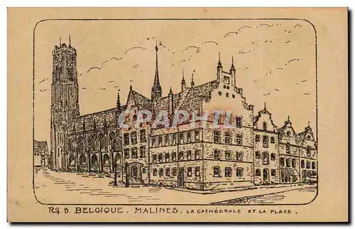 Cartes postales Belgique Malines La Cathedrale Et la Place