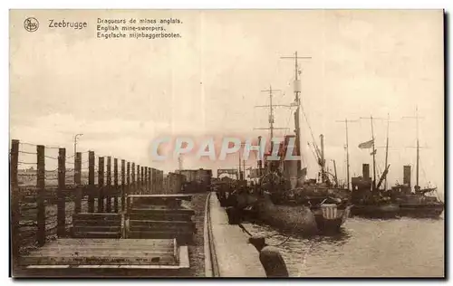 Cartes postales Zeebrugge Dragueurs de mines angiais English mine sweepers Engelsche