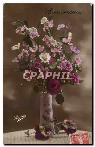 Cartes postales Fantaisie Fleurs Anniversaire