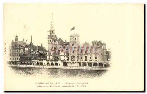 Cartes postales Exposition De 1900 Pavillons etranges Belgique Norvege Allemagne Espagne