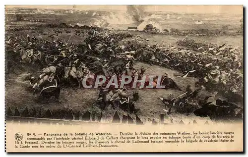Cartes postales Panorama de la bataille de Waterloo Derriere la division des cuirassiers Wathier les Napoleon