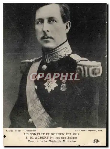 Cartes postales Le Conflit Europeen En Decore de la Medaille Le roi Albert 1er roi des belges Militaria