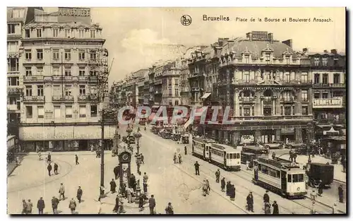 Cartes postales Bruxelles place de la Bourse et Boulevard Anspach