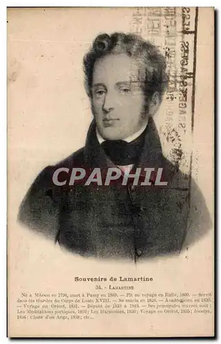 Cartes postales Souvenirs de Lamartine Poete