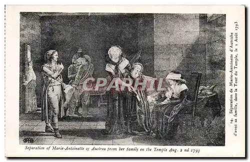 Cartes postales Separation of Antoinette of Austrea from ber family en the Temple 1793