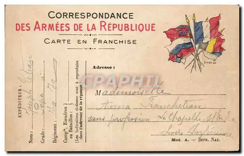 Ansichtskarte AK Carte en Franchise Militaire La chapelle Sur Loire Fancheteau