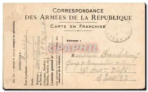 Ansichtskarte AK Carte en Franchise Militaire Francheteau La Chapelle sur Indre