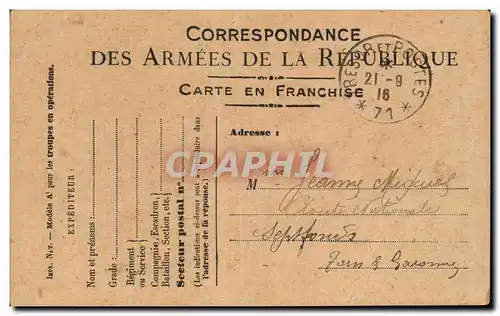 Cartes postales Carte en Franchise Militaire Miguel Septfonds