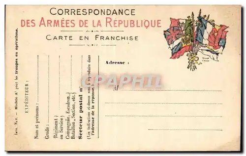 Ansichtskarte AK Correspondance Des Armees De La Republique Carte En Franchise