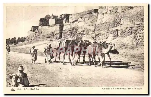 Ansichtskarte AK Algerie BOU SAADA Convoi de chameaux dans le sud Camel Chameau