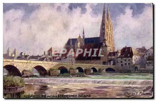 Cartes postales Regensburg Mit Der Steinernen Brucke