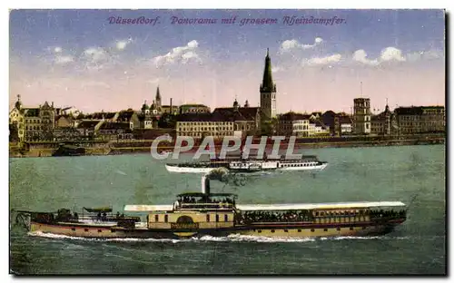 Cartes postales Dusseldorf Panorama mit grossem Rheindampfer Bateau