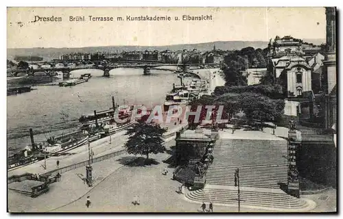 Cartes postales Dresden Bruhl Terrasse m Kunstakademie u Elbansicht