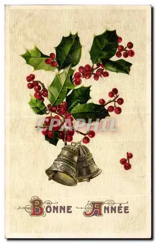 Cartes postales Fantaise Fleurs BONNE ANNEE Cloche