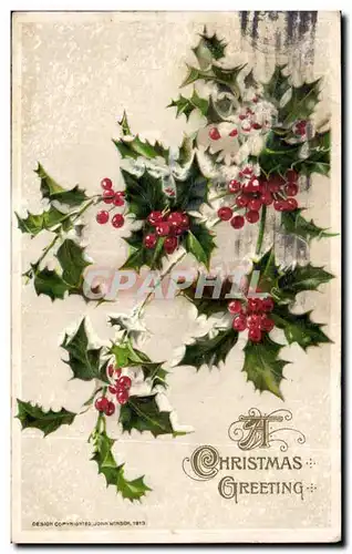 Cartes postales Fantaise Fleurs CHRISTMAS GREETING Noel