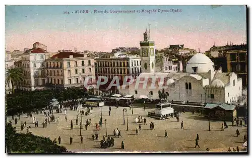Cartes postales Algerie Alger Place du Gouvernment et Mosquee Djema Djedid