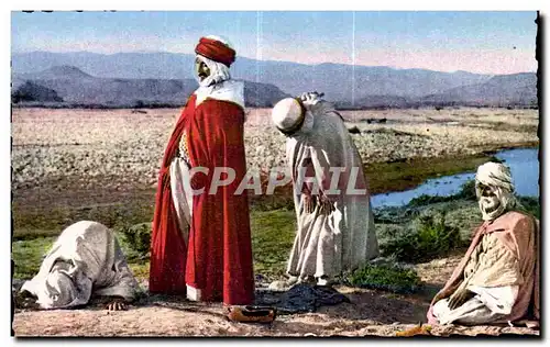 Moderne Karte Algerie Scenes   types d afrique du nord 8 044 la priere dans dans le desert