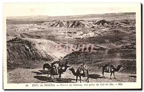 Cartes postales Algerie Env de Biskra - Desert du Sahara ve prise du Col de Sfa