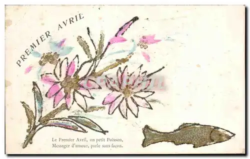 Cartes postales Fantaisie Fleurs Poisson 1er avril Paques Easter
