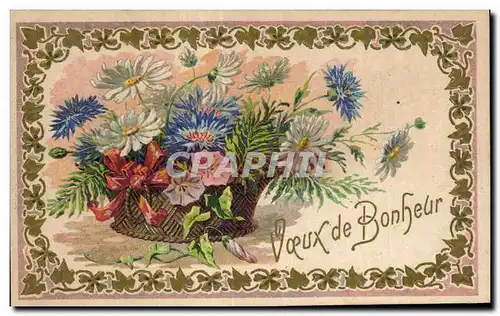 Cartes postales Fantaisie Fleurs Voeux de bonheur