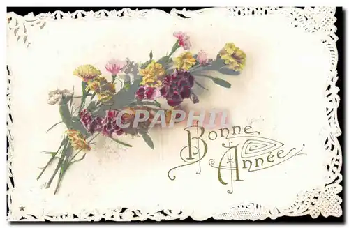 Cartes postales Fantaisie Fleurs Bonne Annee