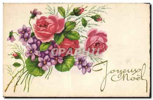 Cartes postales Fantaisie Fleurs Joyeux Noel