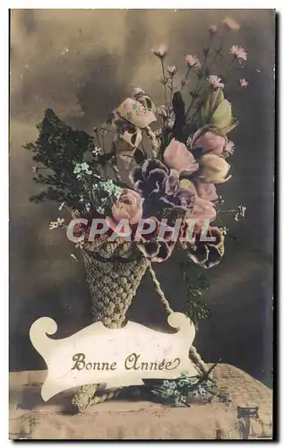 Cartes postales Fantaisie Fleurs Bonne annee