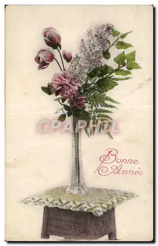 Cartes postales Fantaisie Fleurs Bonne annee