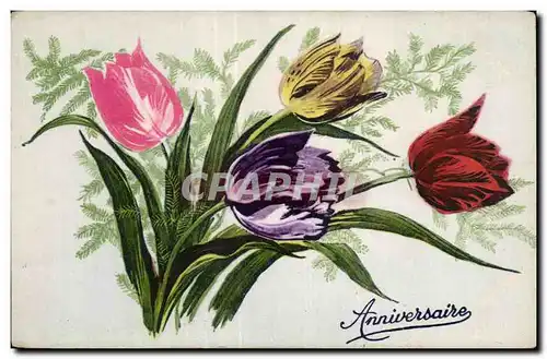 Cartes postales Fantaisie Fleurs Anniversaire