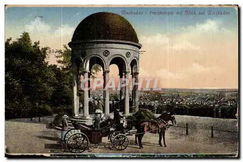 Ansichtskarte AK Wiesbaden Nerotempel mit Blick auf Wiesbaden cheval Horse