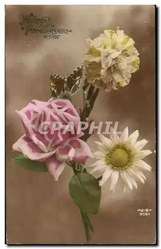 Cartes postales Fantaisie Fleurs Anniversaire