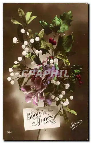 Cartes postales Fantaisie Fleurs Bonne annee