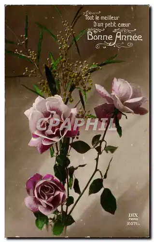 Cartes postales Fantaisie Fleurs Bonne annee