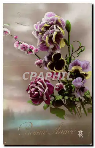 Cartes postales Fantaisie Fleurs Bonne Annee