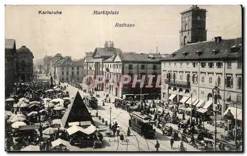 Cartes postales Karlsruhe Marktplatz Rathaus