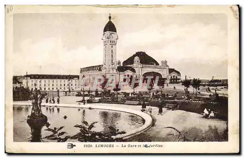Cartes postales Limoges La Gare et jardins
