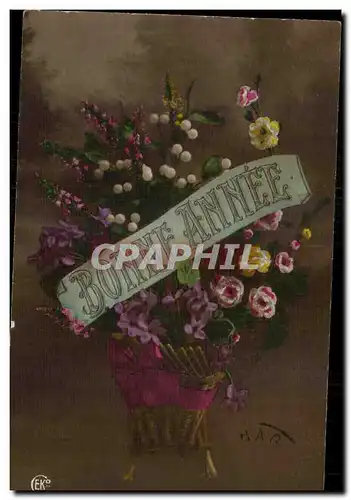 Cartes postales Fantaisie Fleurs Bonne Annee