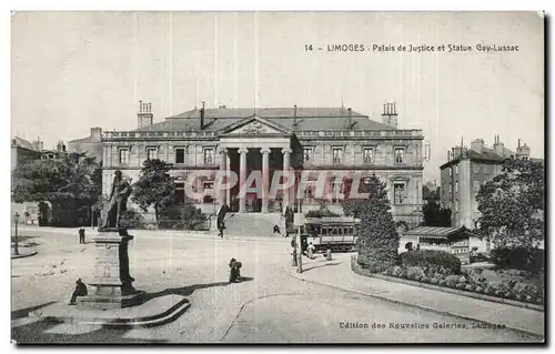 Cartes postales Limoges palais de justice et statue gay lussac